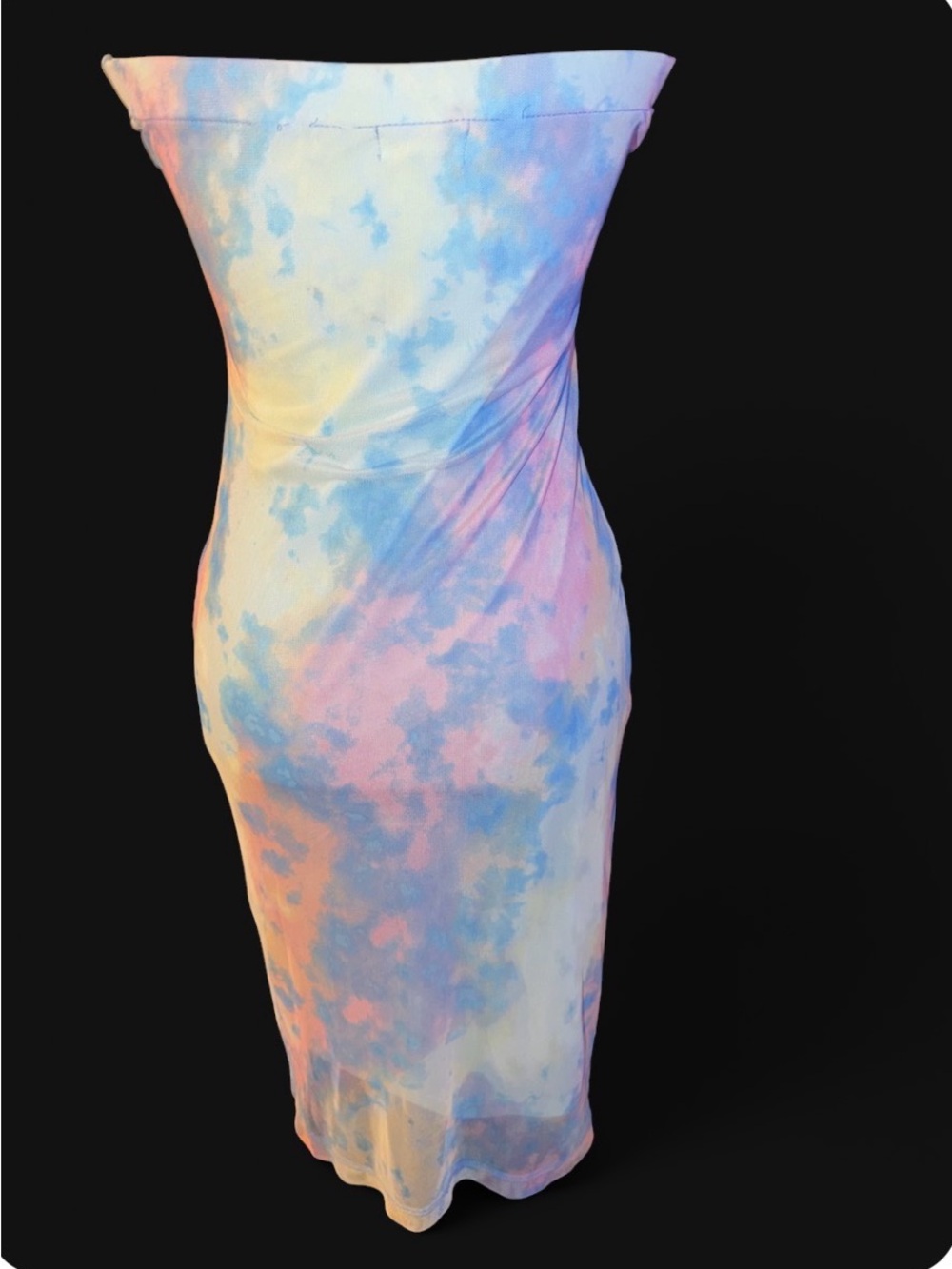 Strapless Pastel Tie-Dye Midi Dress